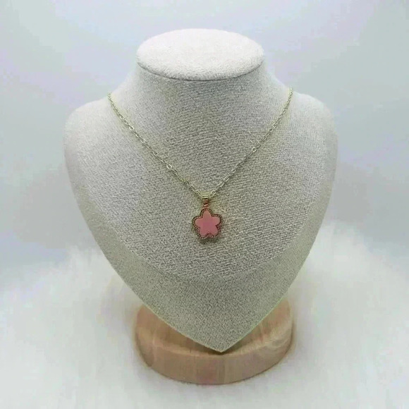 Chrystelle Pink Flower Necklace & Earring Set - Picture 2 of 7